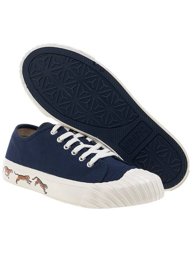 Lace Up Canvas Low Top Sneakers Blue - KENZO - BALAAN 6