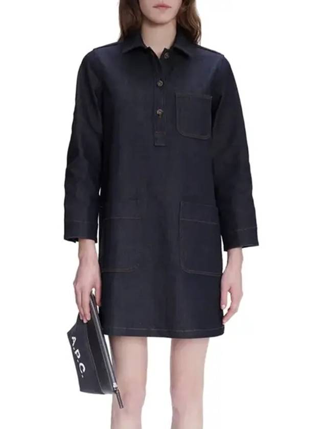 Aurelia Denim Shirt Short Dress Blue - A.P.C. - BALAAN 3