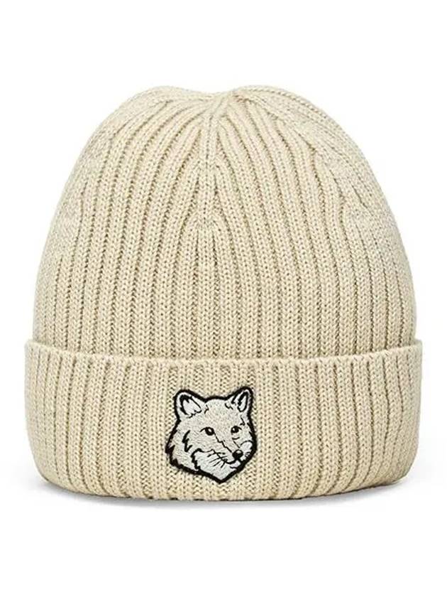 Wool Fox Head Beanie Light Beige - MAISON KITSUNE - BALAAN 6