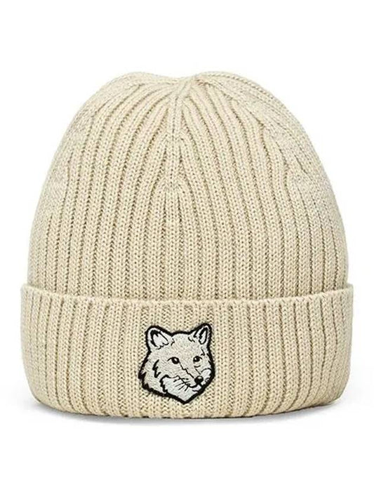 Wool Fox Head Beanie Light Beige - MAISON KITSUNE - BALAAN 2