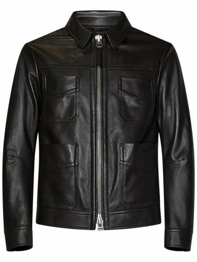 Zip Up Leather Jacket Brown - TOM FORD - BALAAN 2