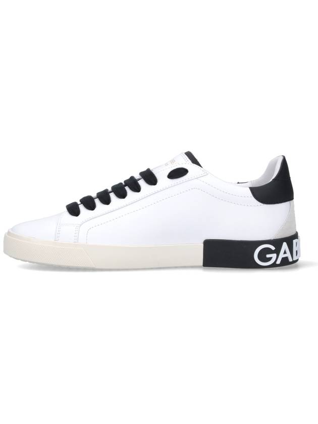 Calfskin Portofino Vintage Sneakers White Black - DOLCE&GABBANA - BALAAN 4