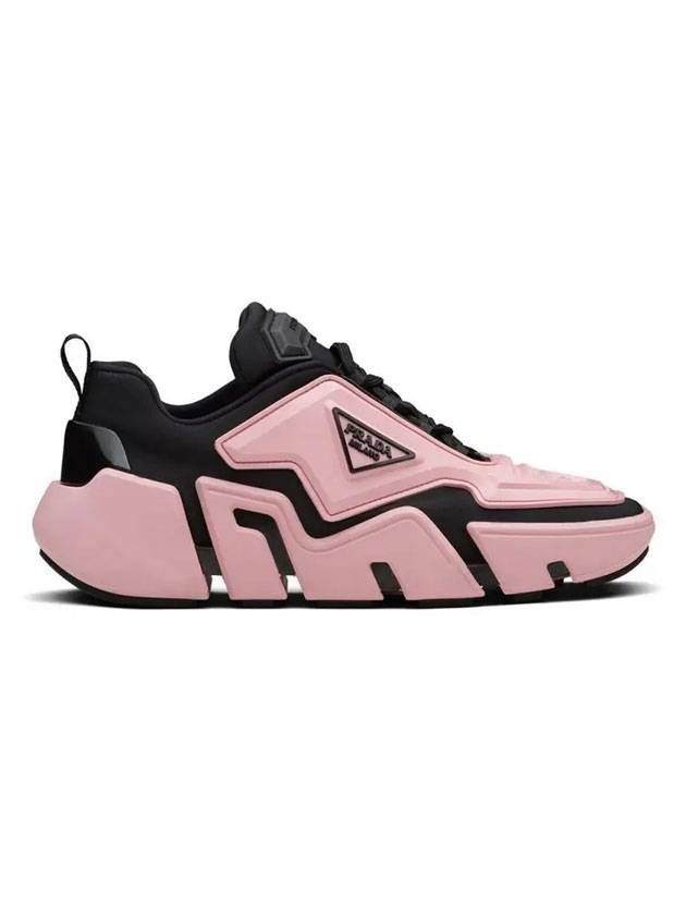 triangle logo techno low top sneakers black pink - PRADA - BALAAN.