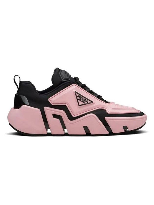 triangle logo techno low top sneakers black pink - PRADA - BALAAN 1