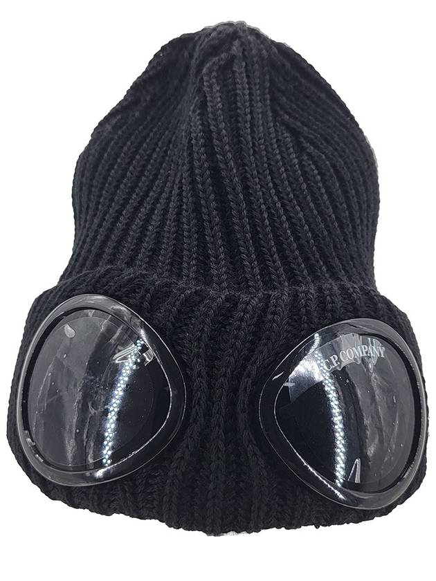 Extra Fine Merino Wool Goggle Beanie Black - CP COMPANY - BALAAN 3