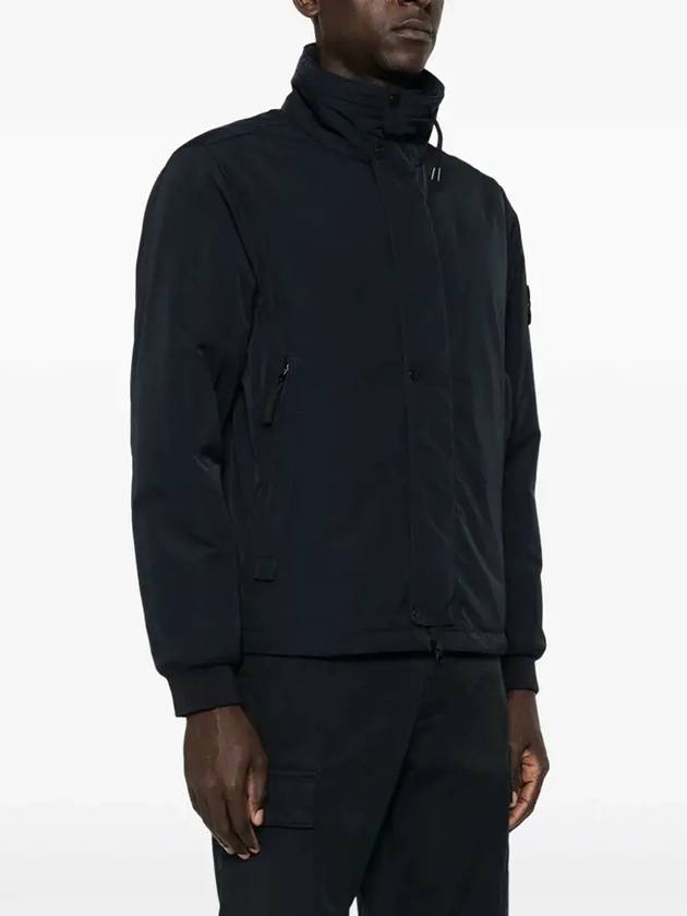 Logo Micro Twill  Zip Up Jacket Navy - STONE ISLAND - BALAAN 3