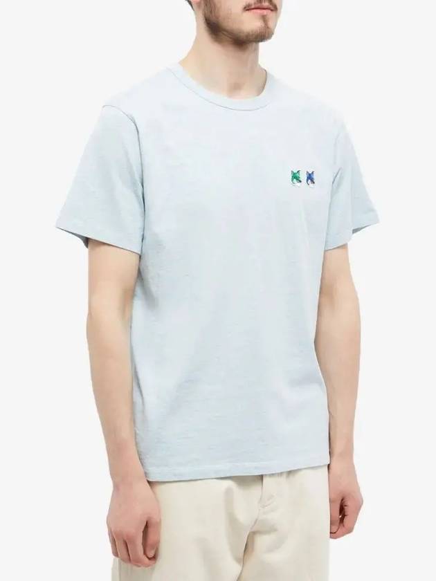 Double Monochrome Fox Head Patch Classic Short Sleeve T-Shirt Sky - MAISON KITSUNE - BALAAN 5