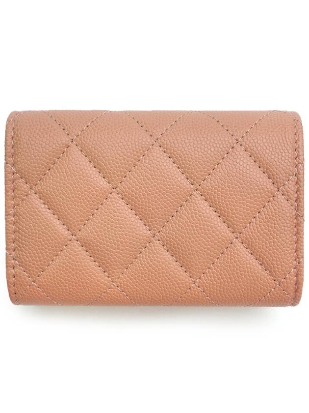 Diamond Caviar Half Wallet Gold Beige - CHANEL - BALAAN 3