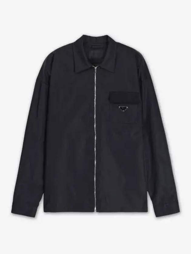 Re-Nylon Zip-Up Long Sleeve Shirt Black - PRADA - BALAAN 2