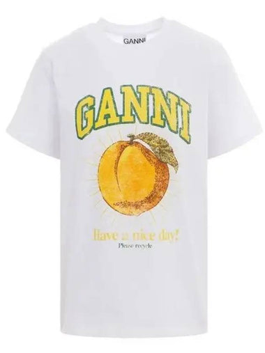 Peach print white short sleeve t shirt 270930 - GANNI - BALAAN 1