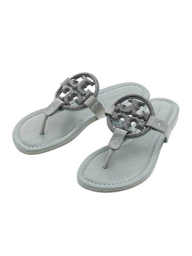 Women's Miller Leather Flip Flops Blue - TORY BURCH - BALAAN 1