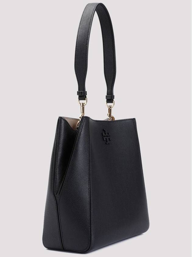 Logo Leather Bucket Bag Black - TORY BURCH - BALAAN 4