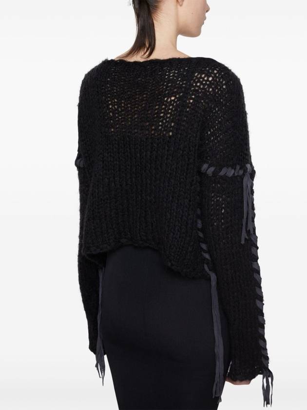 Lacing Drop Shoulder Knit Top Black - ACNE STUDIOS - BALAAN 3