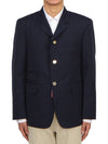 Typewriter Cloth Grosgrain Placket Sport Jacket Navy - THOM BROWNE - BALAAN 3