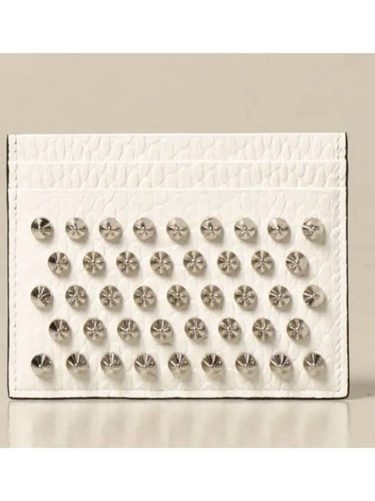 Chios Spike Business Card Card Holder White - CHRISTIAN LOUBOUTIN - BALAAN.