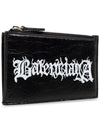 Logo Print Neck Strap Leather Card Wallet Black - BALENCIAGA - BALAAN 4