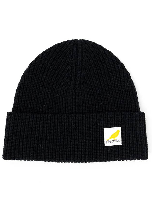 Logo Patch Wool Beanie Black - JW ANDERSON - BALAAN 4