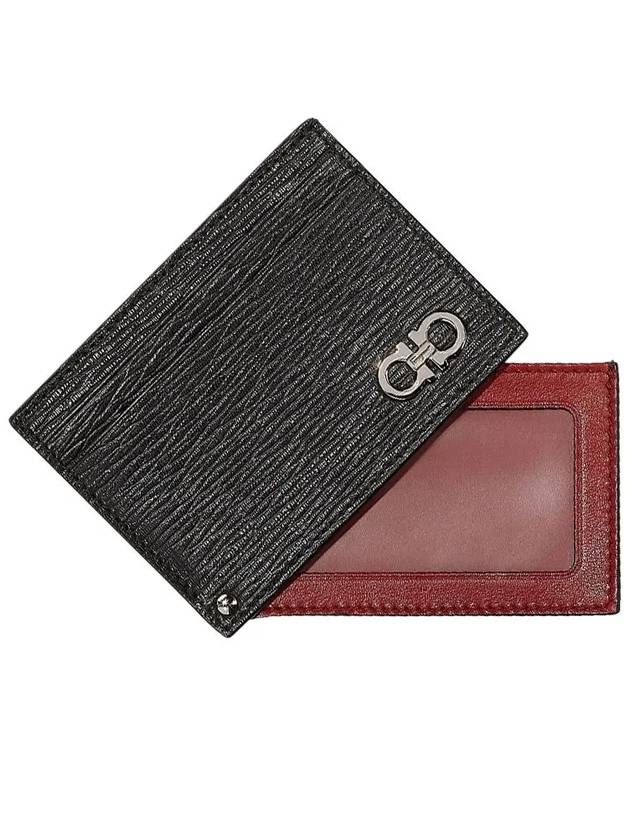 Double Gancini Leather Card Wallet Black - SALVATORE FERRAGAMO - BALAAN 5