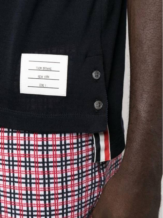 Lightweight Cotton Short Sleeve Polo Shirt Navy - THOM BROWNE - BALAAN 6