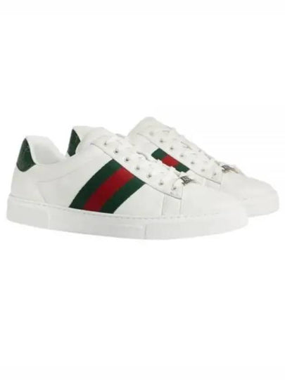 Ace Web Leather Low Top Sneakers White - GUCCI - BALAAN 2