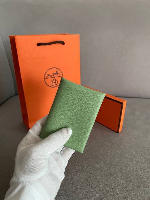 Calvi Duo Compact Card Wallet Green - HERMES - BALAAN 7