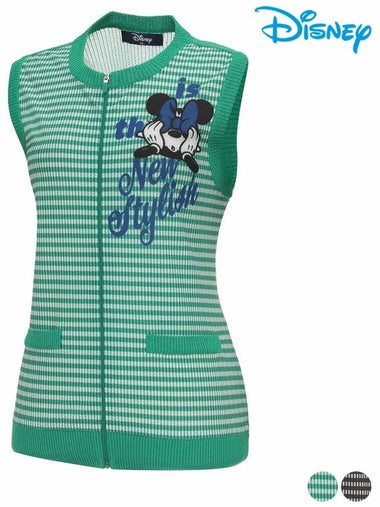 Women s check pattern artwork zip up knit vest DO1LKV002 - DISNEY GOLF - BALAAN 1