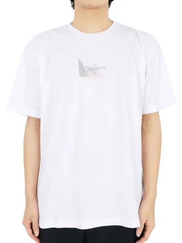 Logo Print Short Sleeve T-Shirt White - STONE ISLAND - BALAAN 3