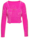 La Maille Neve Manches Longues Fluffy Charm Logo Cardigan Pink - JACQUEMUS - BALAAN 3