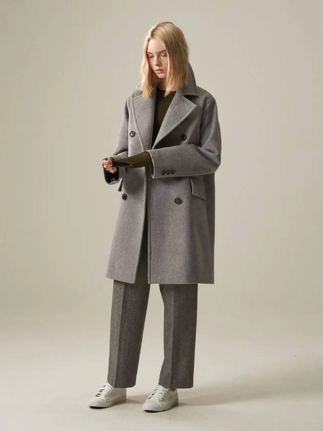 005 Gray Double Breasted Middle Coat - VOYONN - BALAAN 10