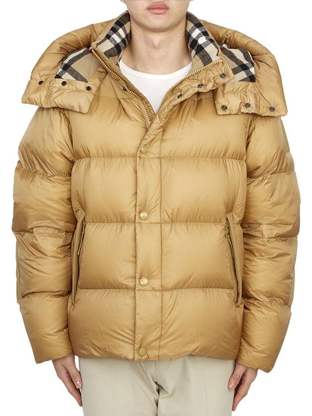 Logo Patch Hooded Down Padding Beige - BURBERRY - BALAAN 4