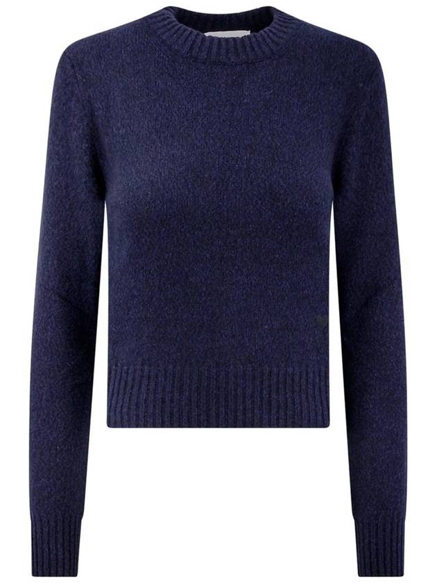 Heart Logo Cashmere Knit Top Navy - AMI - BALAAN 2