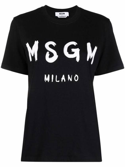 Brushed Logo Short Sleeve T-Shirt Black - MSGM - BALAAN 2