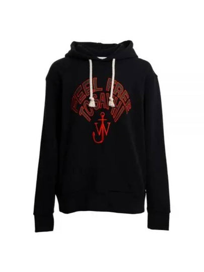 Slogan Embossed Hoodie Black - JW ANDERSON - BALAAN 2