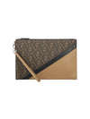 Men's Diagonal Flat Pouch Clutch Bag Brown - FENDI - BALAAN 1