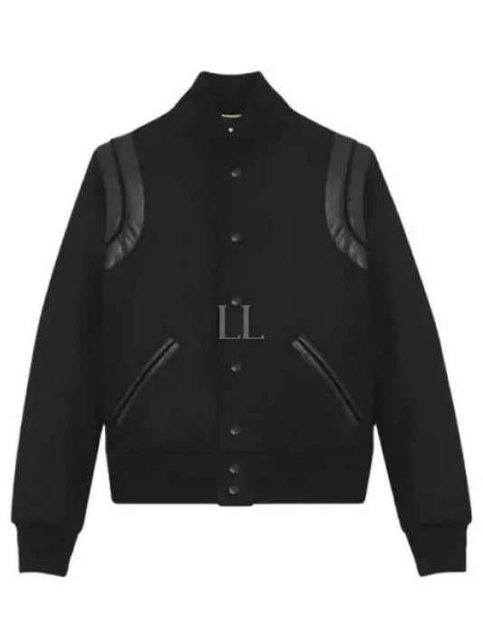 Women's Wool Varsity Bomber Jacket Black - SAINT LAURENT - BALAAN 2