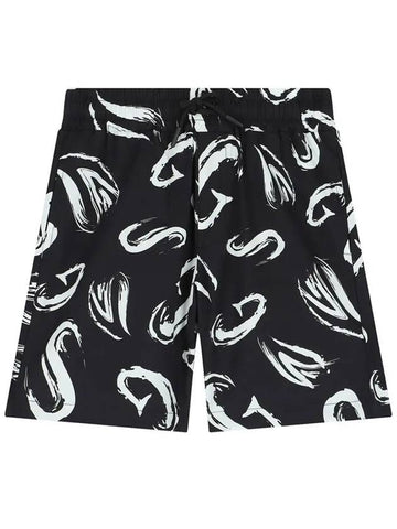 Kids Logo Pattern Short Pants Black S4MSJBBE245 110 - MSGM - BALAAN 1