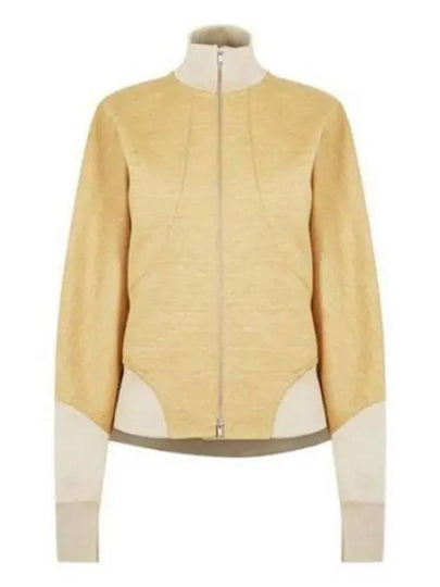 Women's Melange Compact Jersey Wool Zip-Up Jacket Yellow - JIL SANDER - BALAAN 2