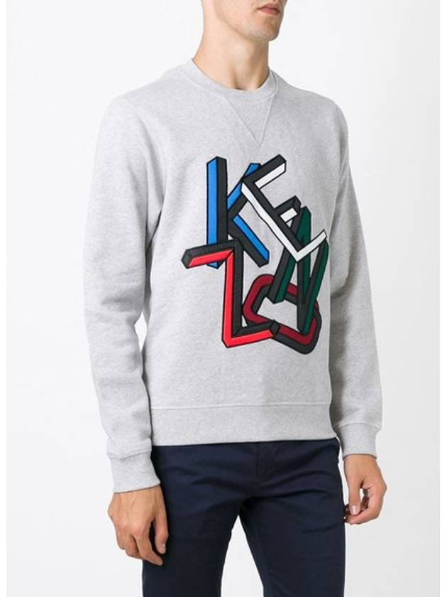 Multi-logo embroidered sweatshirt gray 4ME 5SW101 93 - KENZO - BALAAN 1