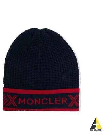 Kids Logo Lettering Beanie Navy 3B00003 M1131 - MONCLER - BALAAN 1