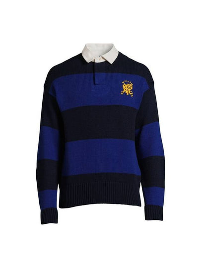 Collar Embroidered Logo Cotton Knit Top Royal Combo - POLO RALPH LAUREN - BALAAN 2