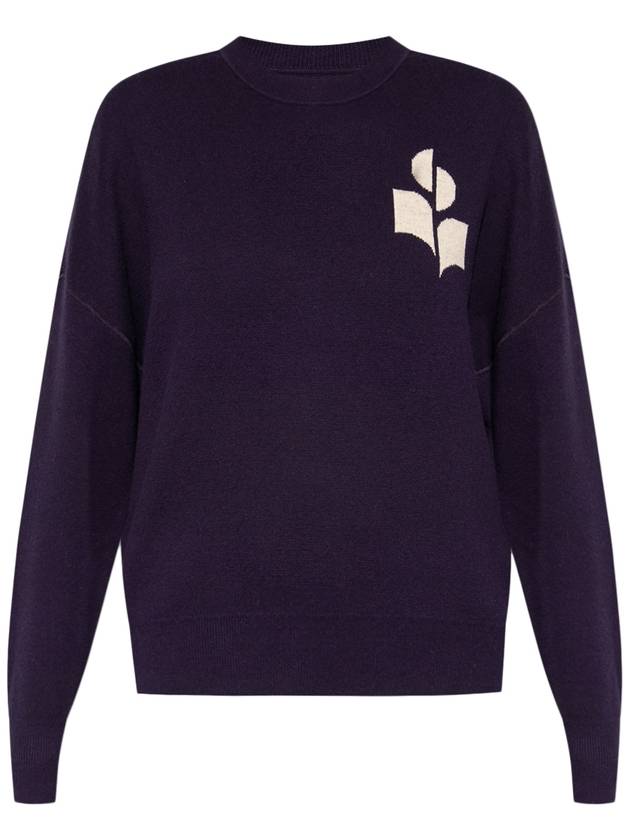 ATLEY logo wool knit top navy - ISABEL MARANT - BALAAN.