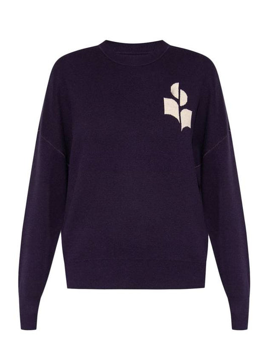 ATLEY logo wool knit top navy - ISABEL MARANT - BALAAN.