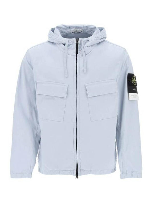Cotton Twill Stretch Hooded Jacket Blue - STONE ISLAND - BALAAN 1