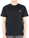 Logo Patch Cotton Short Sleeve T-Shirt Navy - STONE ISLAND - BALAAN 2