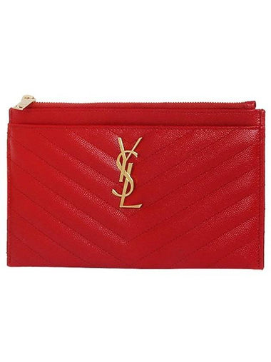 Monogram Quilted Bill Pouch Clutch Bag Red - SAINT LAURENT - BALAAN 1