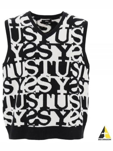 117192 IVORY STACKED Sweater Vest - STUSSY - BALAAN 1