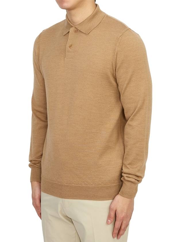 Men's Jerry Wool Long Sleeve Polo Shirt Beige - A.P.C. - BALAAN 3