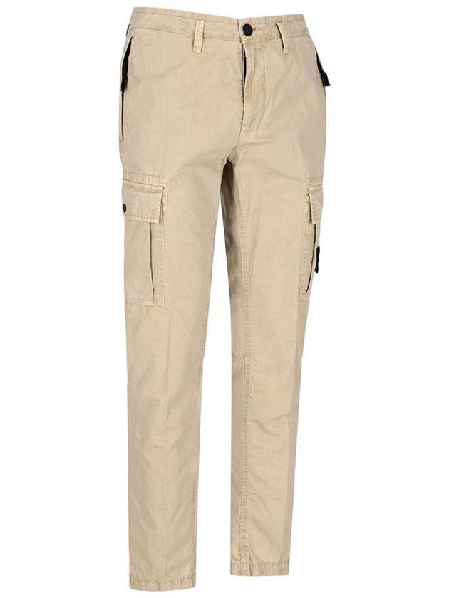 Men's Wappen Patch Slim Cargo Straight Pants Beige - STONE ISLAND - BALAAN.