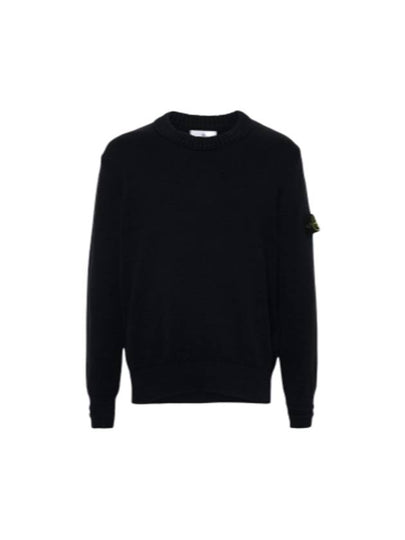 Round Neck Wappen Organic Knit Top Navy - STONE ISLAND - BALAAN 2