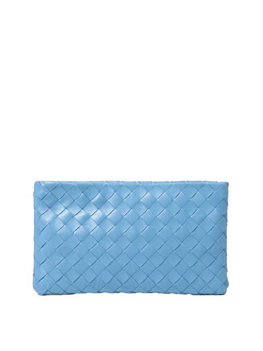 Intrecciato Small Clutch Bag Blue - BOTTEGA VENETA - BALAAN 1